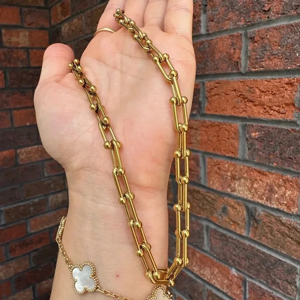 Hardware Graduated Link Gold STAINLESS STEEL Waterproof Necklace - Picture 9 of 16
